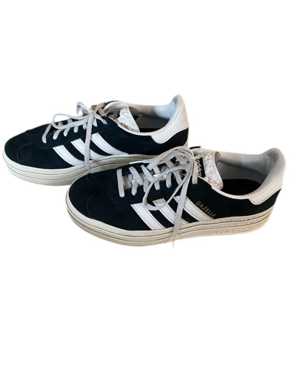Classic Adidas Gazelle sneakers in black suede with iconic white stripes - Picture 8 of 16